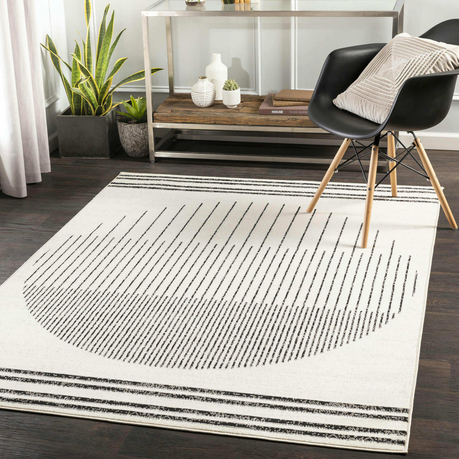 ENSO - Tapis Scandinave Hygge Blanc Cassé/Noir 200x275