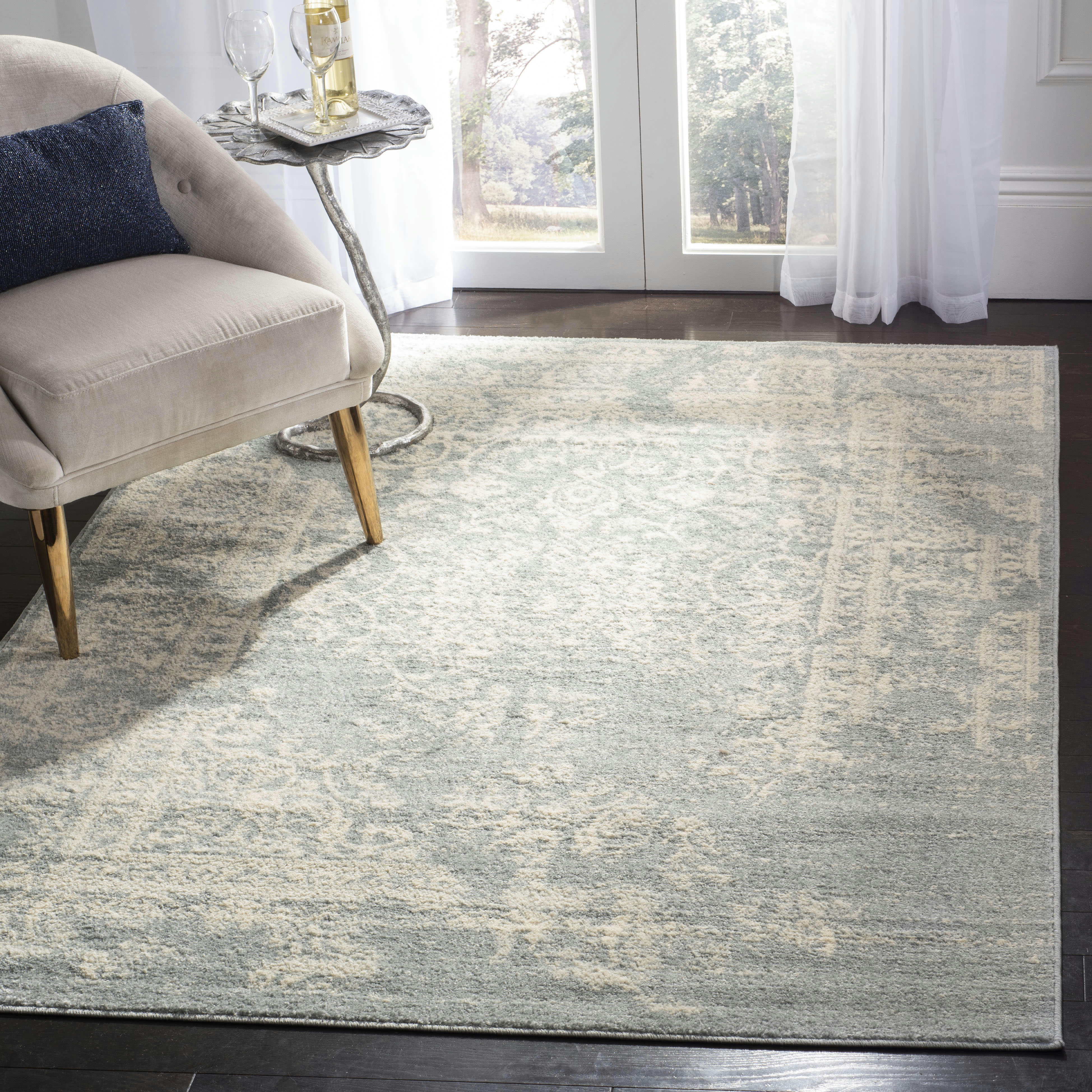 ADIRONDACK - Tapis de salon interieur en gris ardoise & ivoire, 91 x 152 cm
