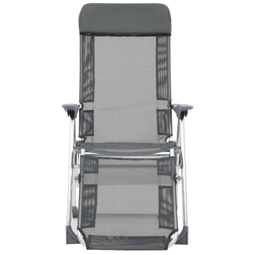 NNEVL Folding Camping Chairs with Footrests 2 pcs Grey Textilene