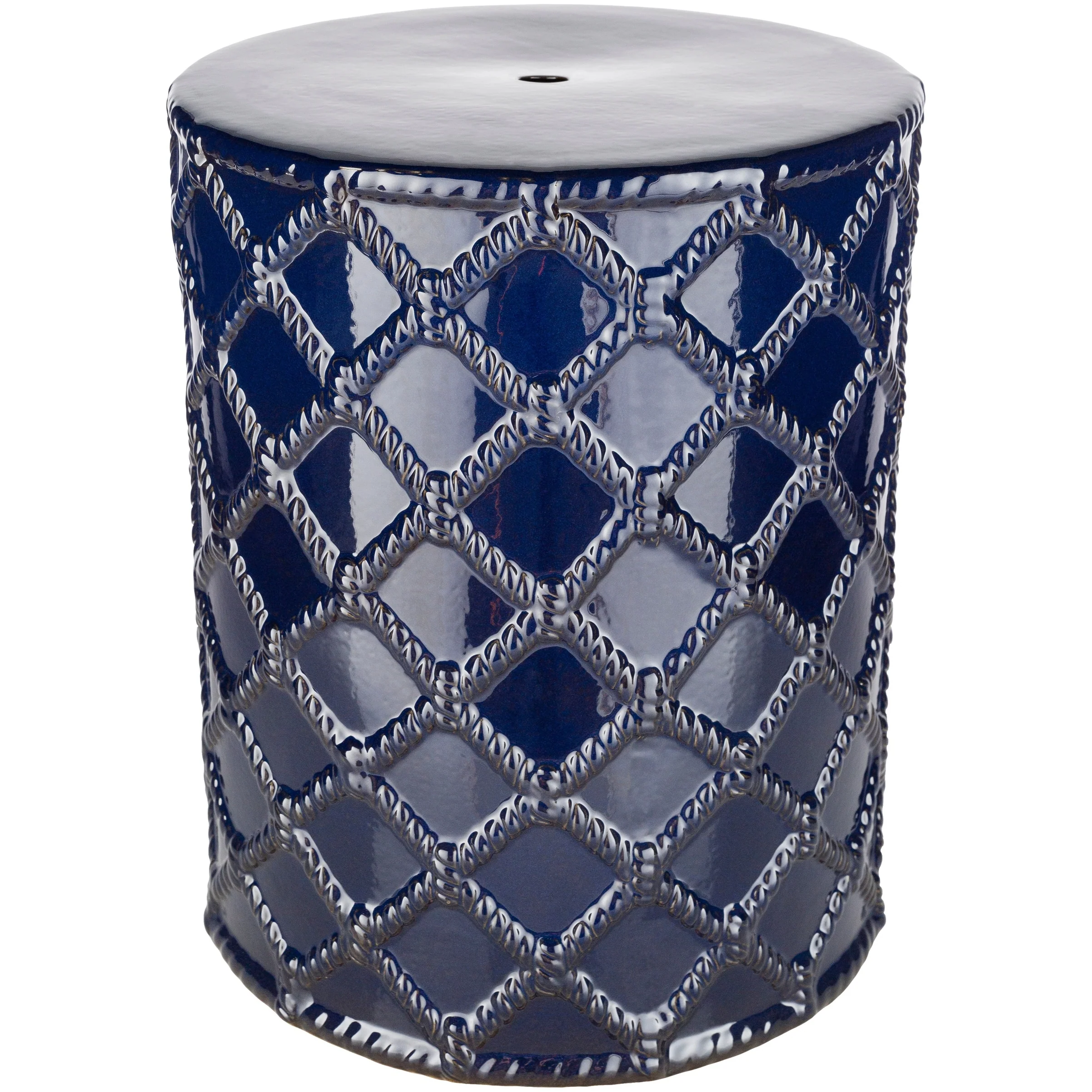 Livabliss Winthrop Navy Modern Ceramic Garden Stool