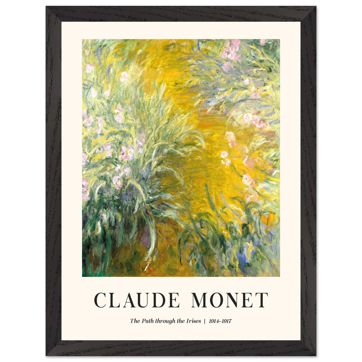 Artfulprints Poster met Lijst Claude Monet - The path through the irisis  - 30x40 cm - Groen