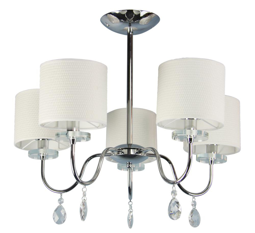 Lampa wisząca chromowana biała ESTERA 5xE14x40W wym: 56x58x58 cm Candellux