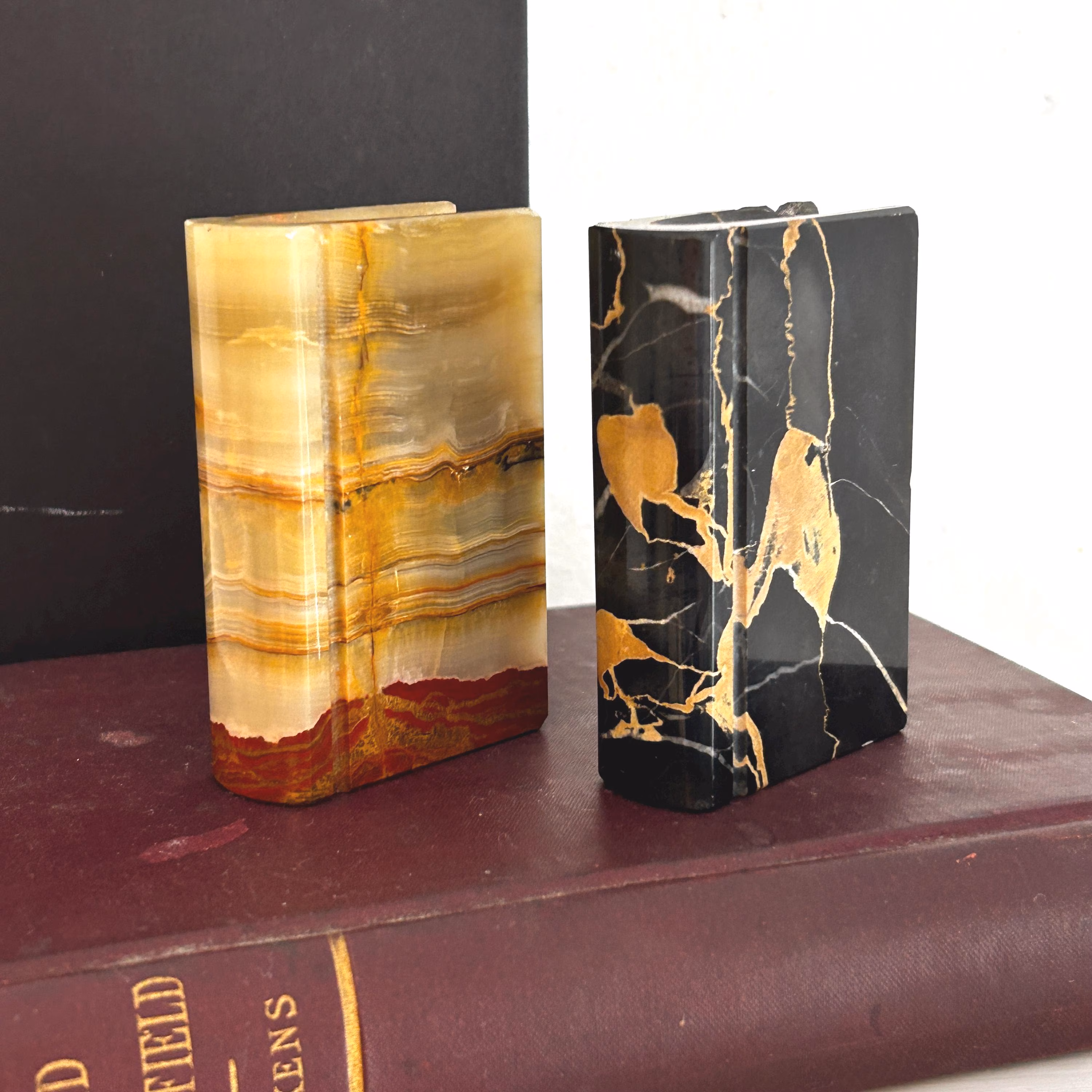 Vintage Miniature Book: Carved Stone, Marble, Paperweight, Book Lover, Dark Academia, Library