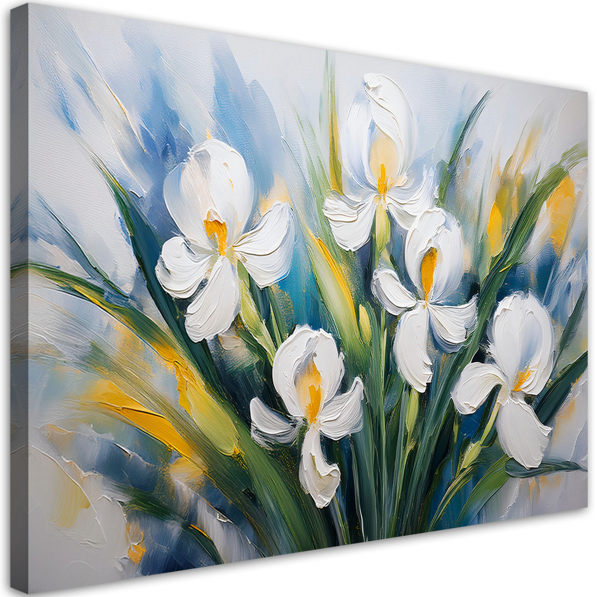 Feeby Obraz na płótnie, Malowane Białe Irysy Kwiaty 60x40