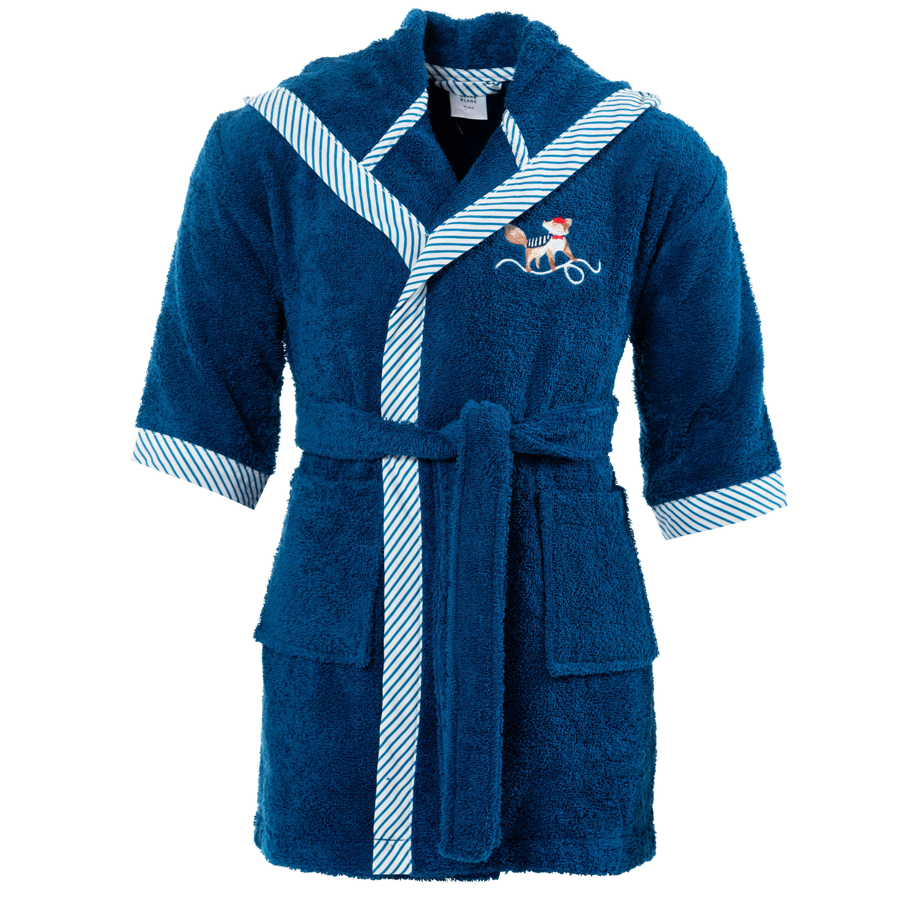 PTITCHIC - Peignoir enfant coton biologique à capuche bleu