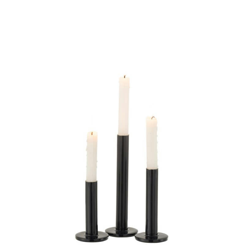 MODERNE - Set de 3 chandeliers bas métal bleu brillant H21,5cm