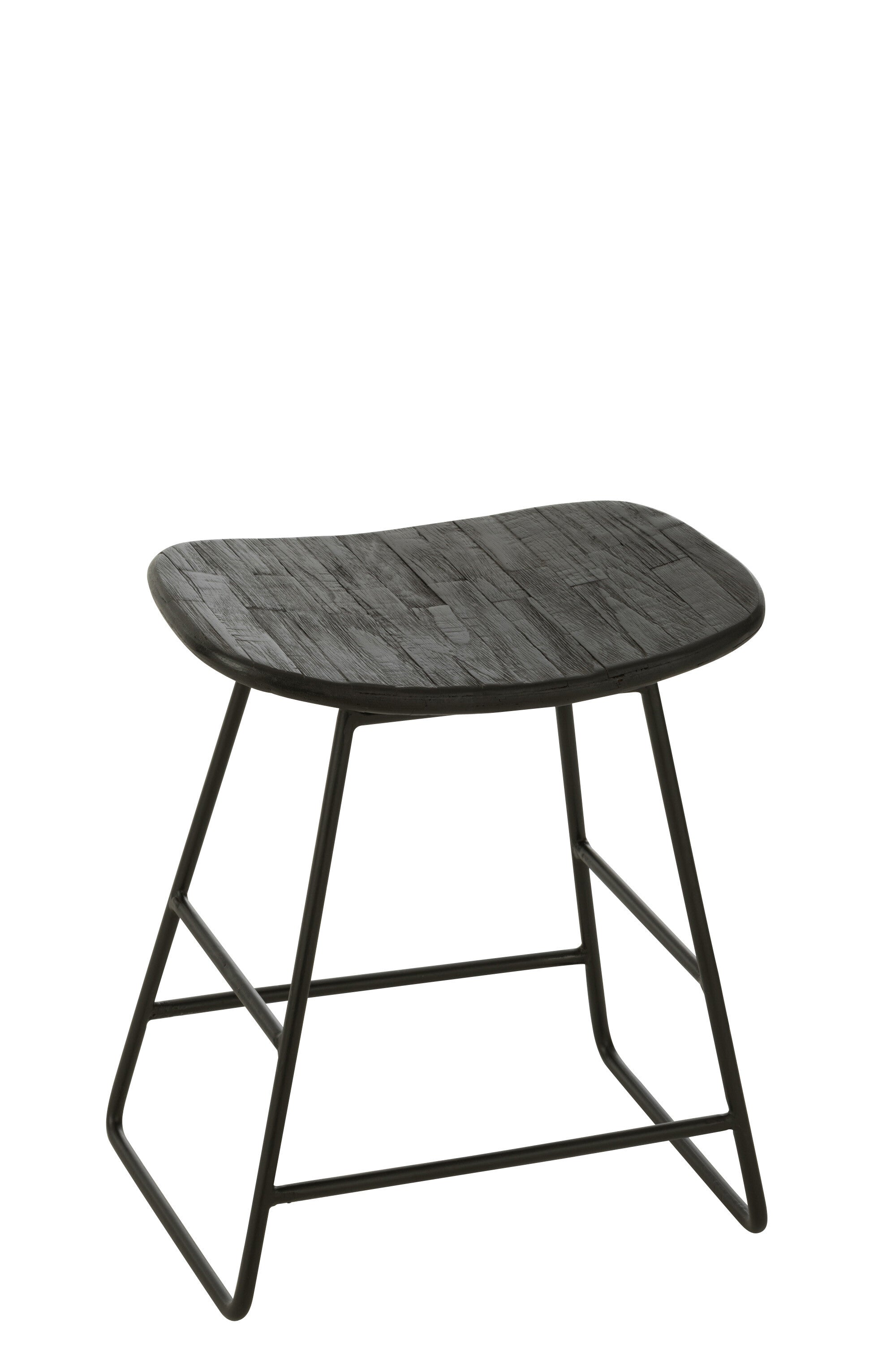 J-Line stoel Rechthoekig - gerecycleerd hout - zwart - small
