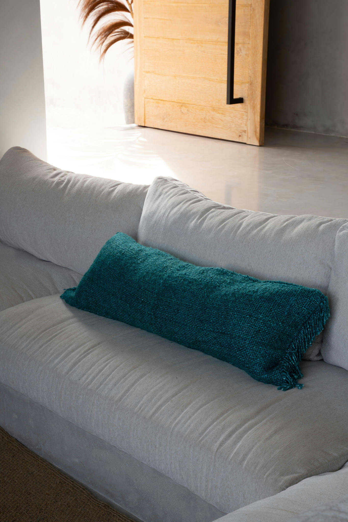 OH MY GEE - Coussin en coton aqua 35x100