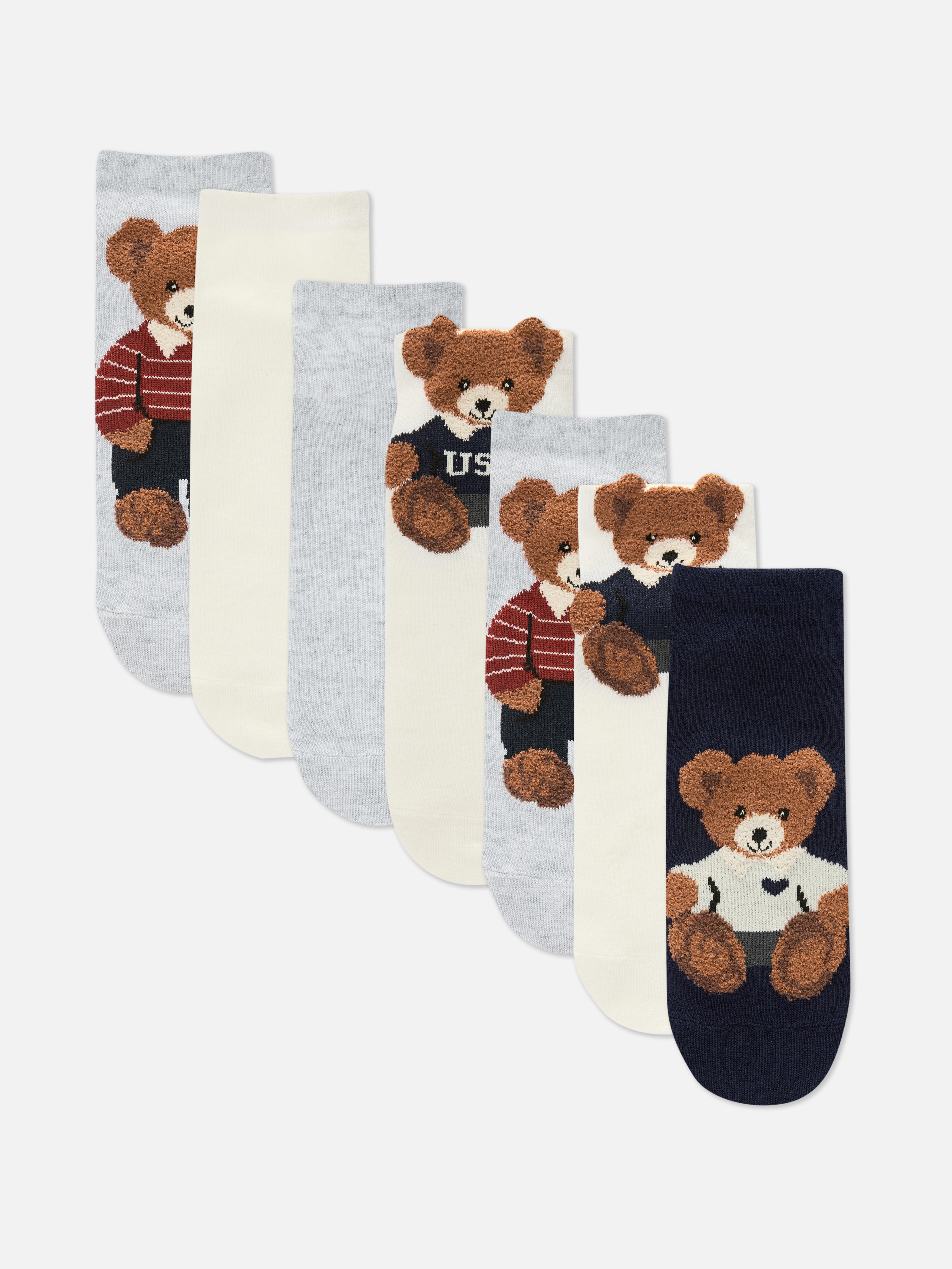 7pk Cotton Blend Novelty Ankle Socks