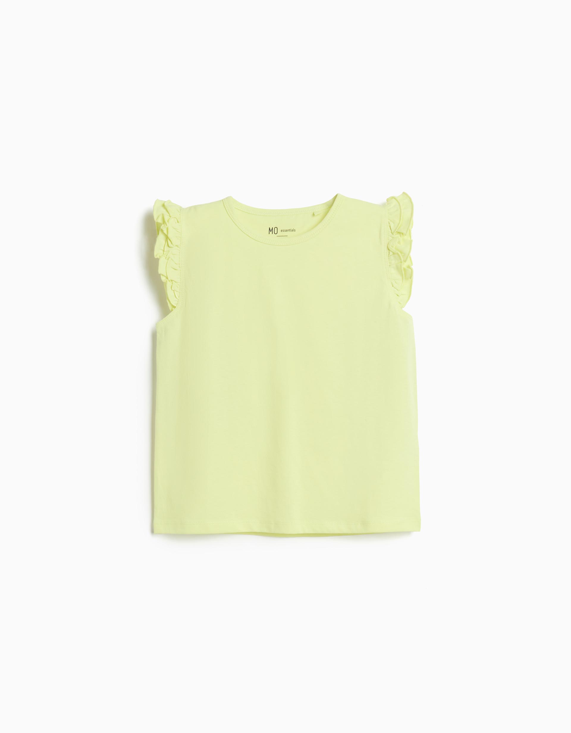 T-shirt Folhos, Menina, Amarelo Claro