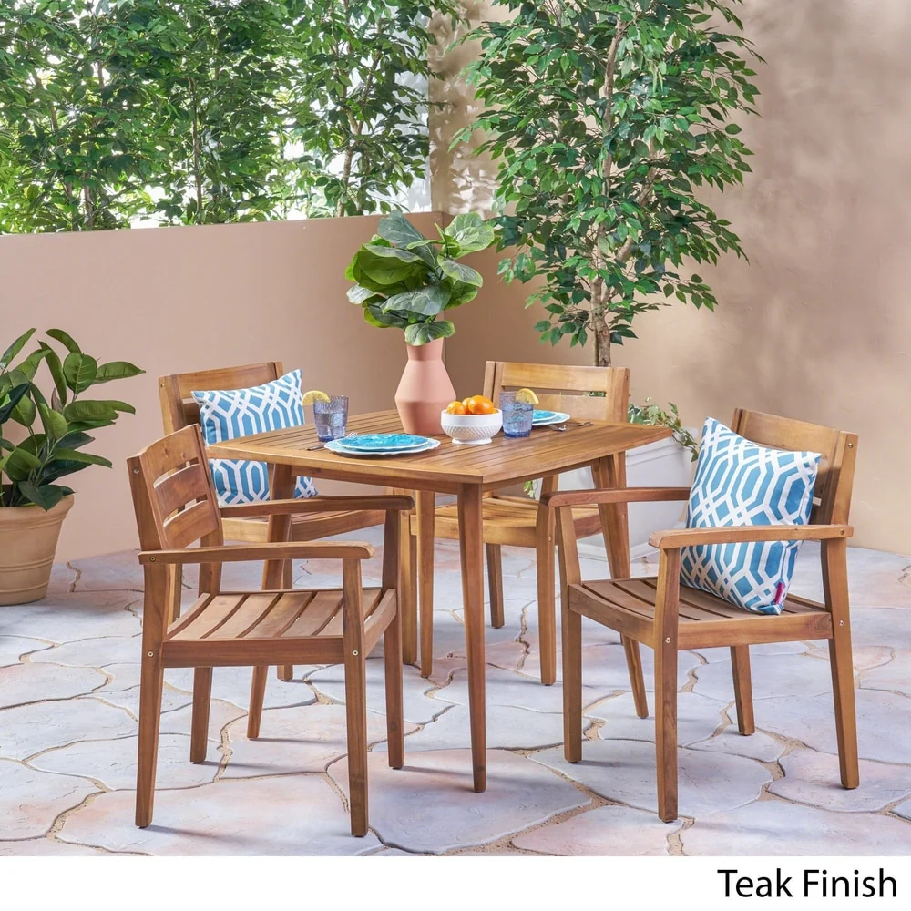 Stamford Outdoor 5 Piece Acacia Wood Dining Set by Christopher Knight Home
