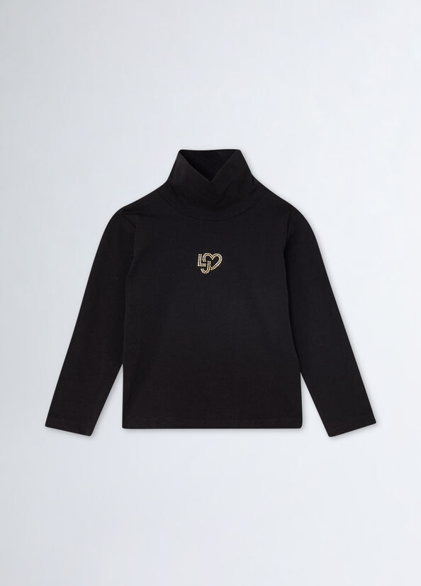 T-shirt con cuore e strass