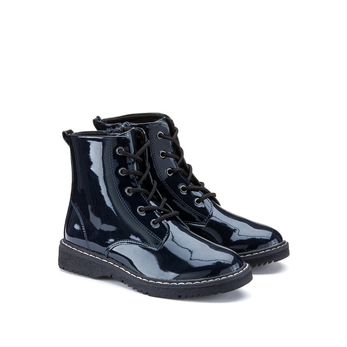 Bottines vernies zippées et à lacets