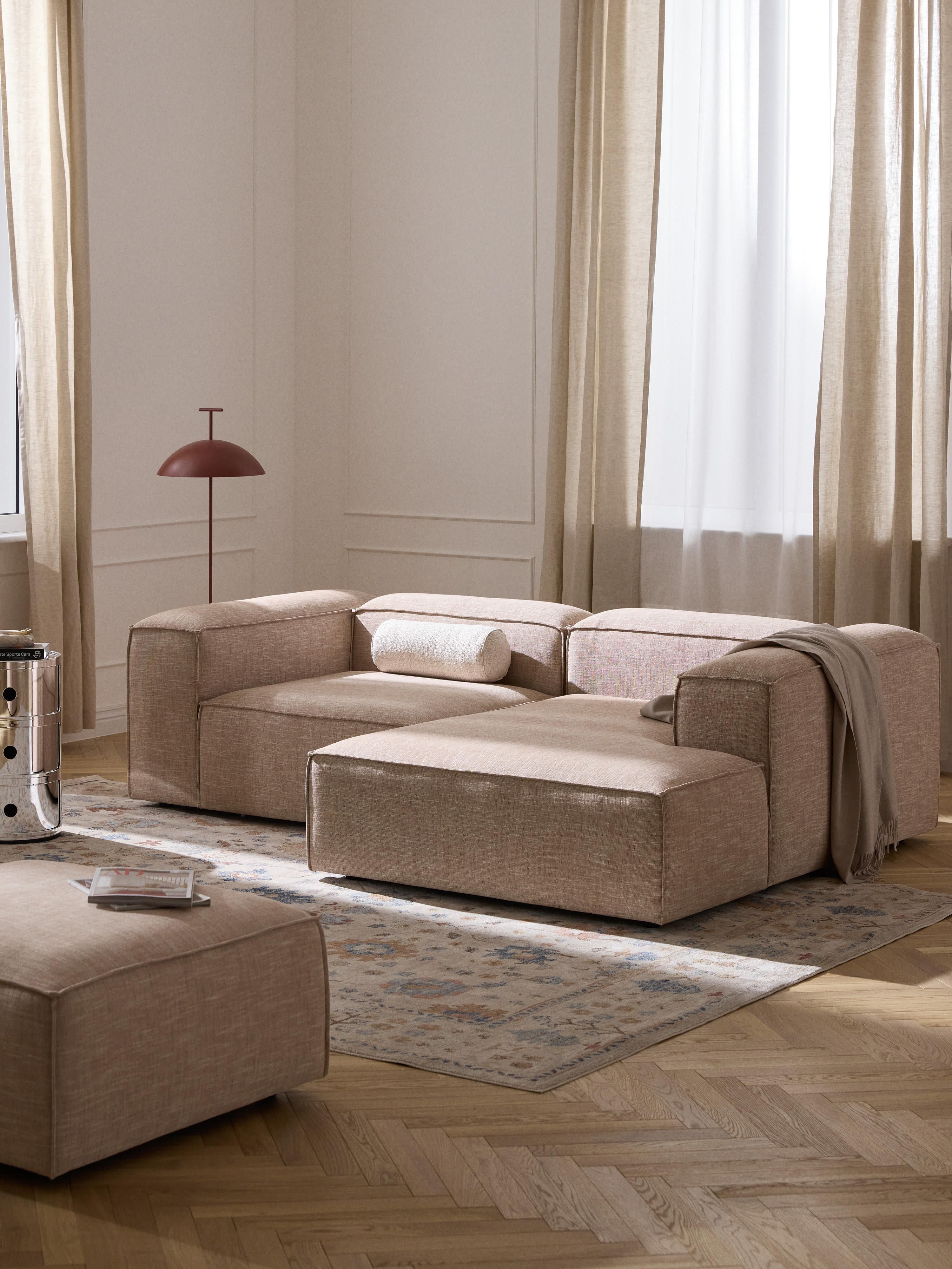 Modulares Ecksofa Lennon (2-Sitzer) aus Leinen-Mix