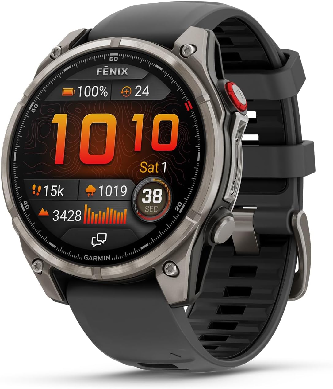 Garmin fēnix® 8 Pro  51mm  AMOLED Display  Premium Connected Multisport GPS Smartwatch  inReach® Technology  Sapphire  Titanium with Graphite/Black Silicone Band