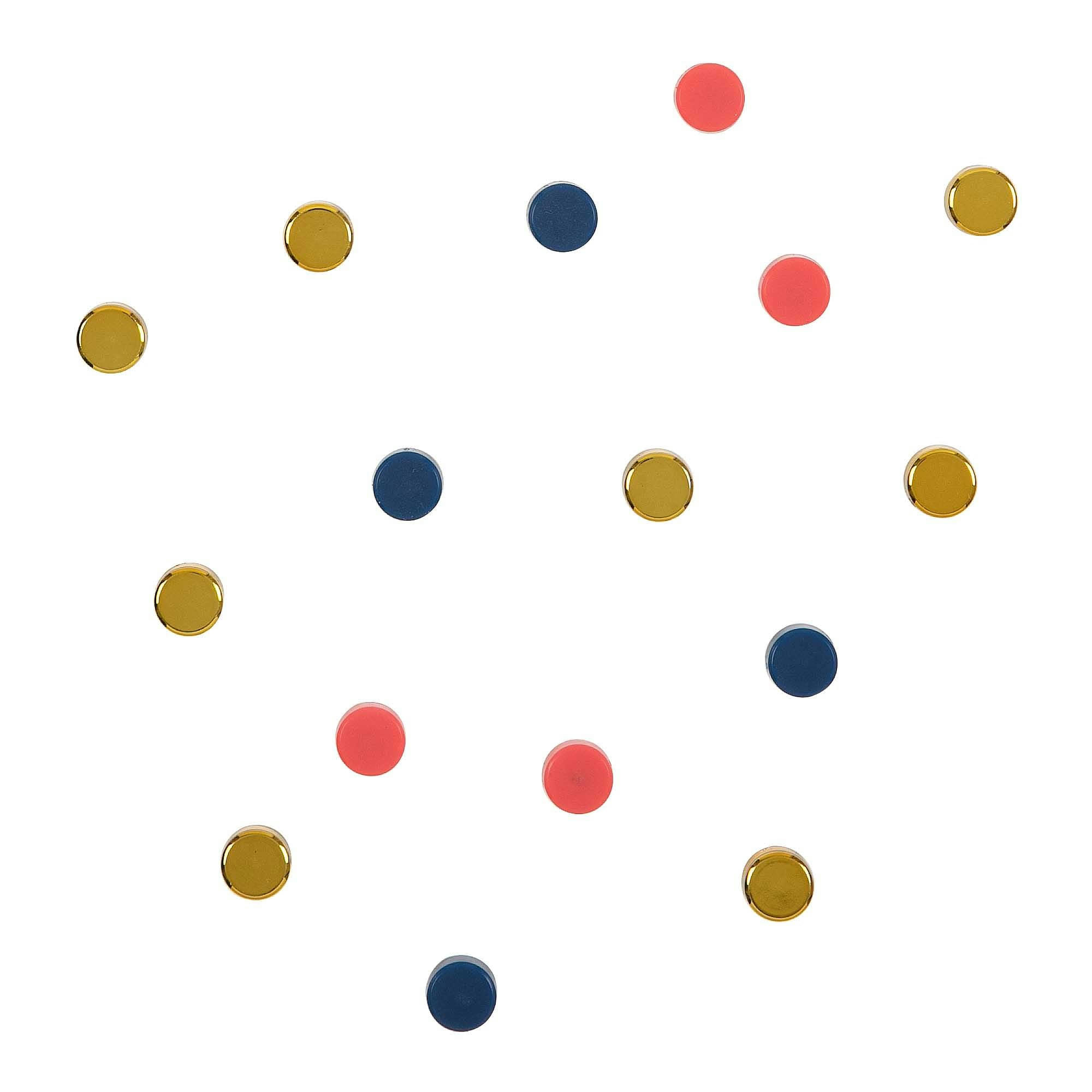 - 16 aimants or, bleu, rose