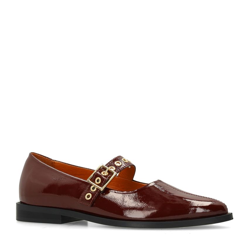 Manfield Burgundy lakleren loafers