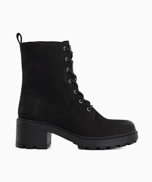 Plushy Black - Nubuck Lace-Up Boots