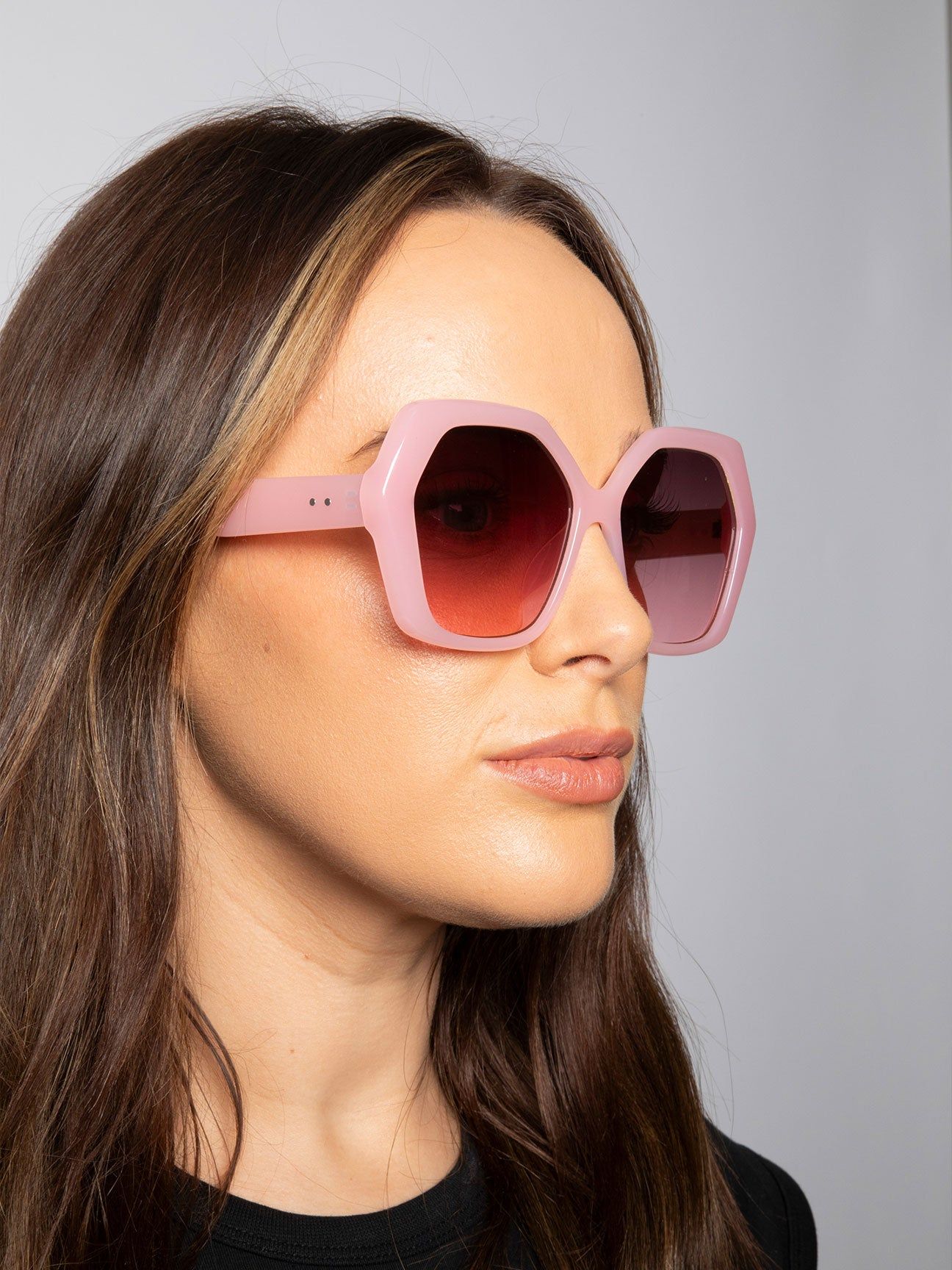 SVNX Oversized Rounded Angular Sunglasses in Pink