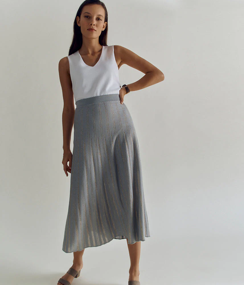 Jupe maille flechée en viscose écologique ILLUSION/83119/911