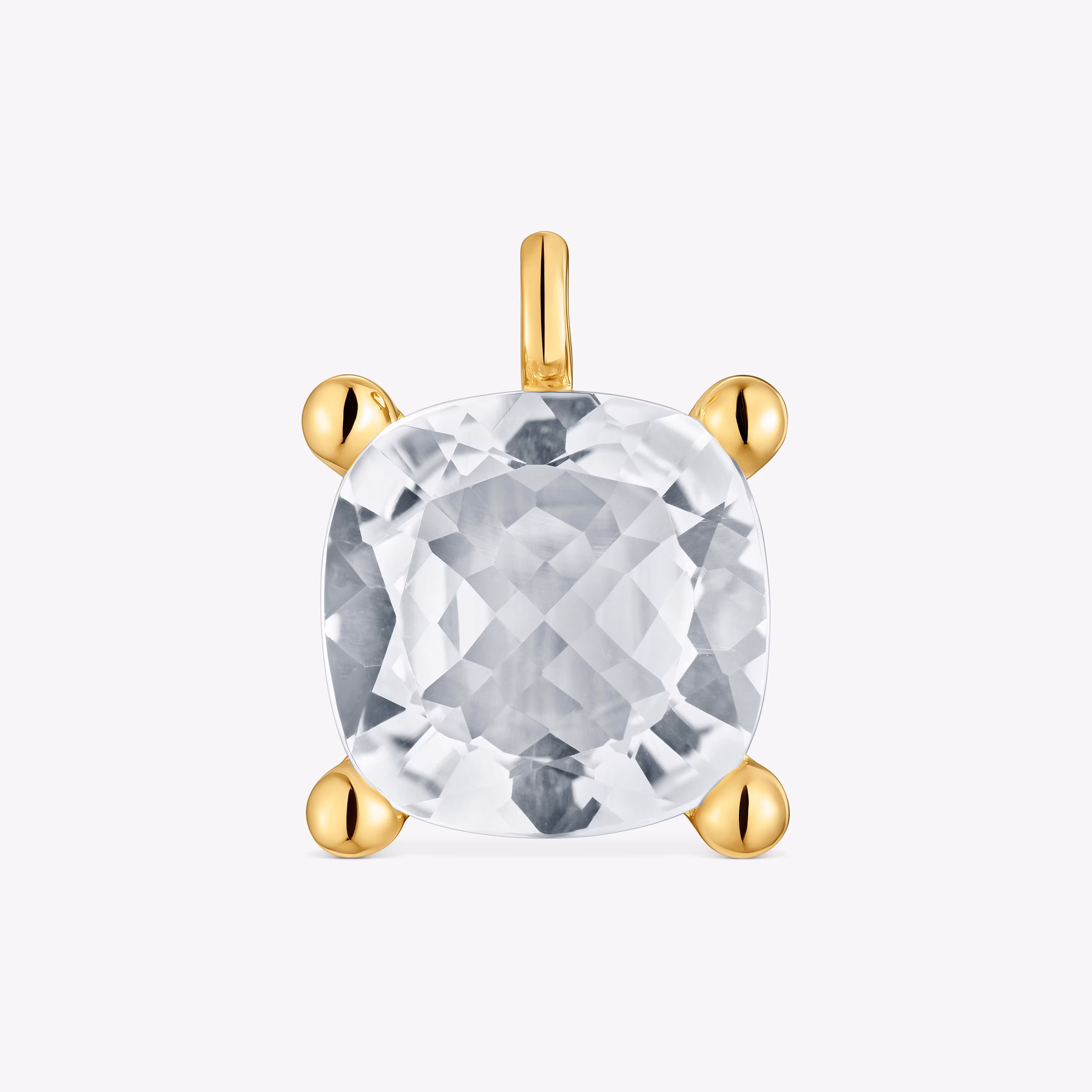 Colgante grande con baño de oro 18 kt sobre plata y cuarzo cristal de roca Color White