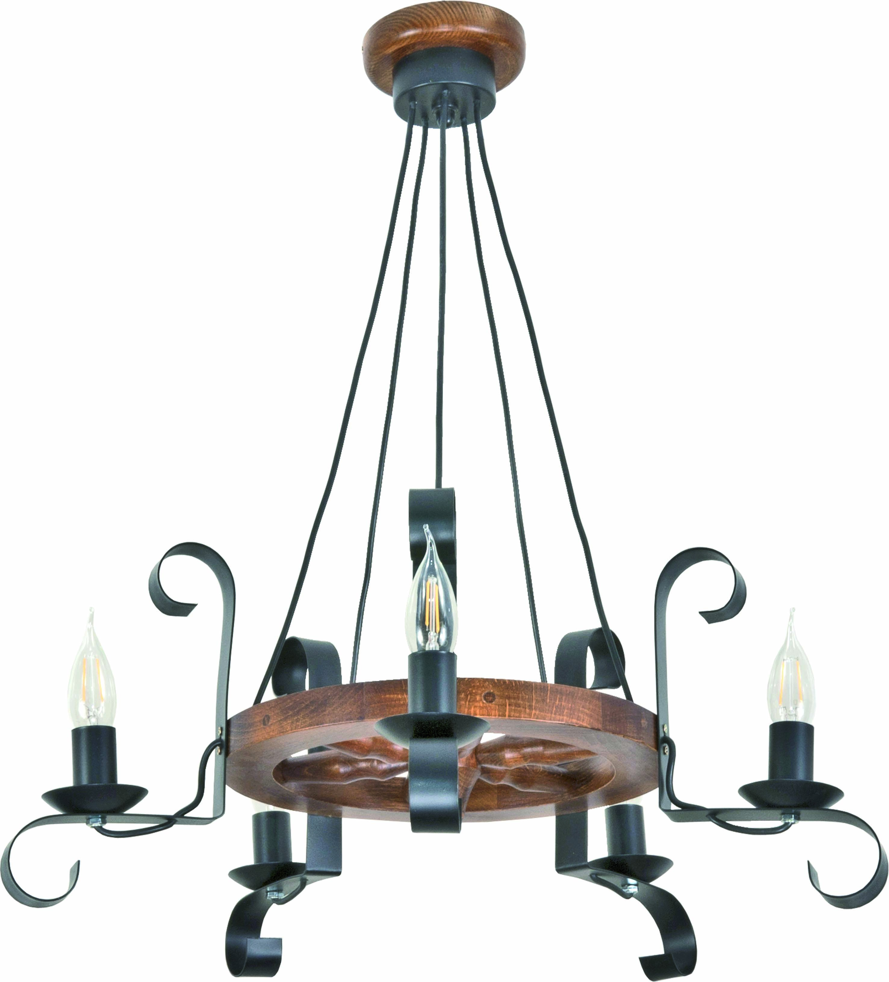 Lampa wisząca sufitowa EDYLIT drewniana retro vintage 5xE14 ERNEST 11-920