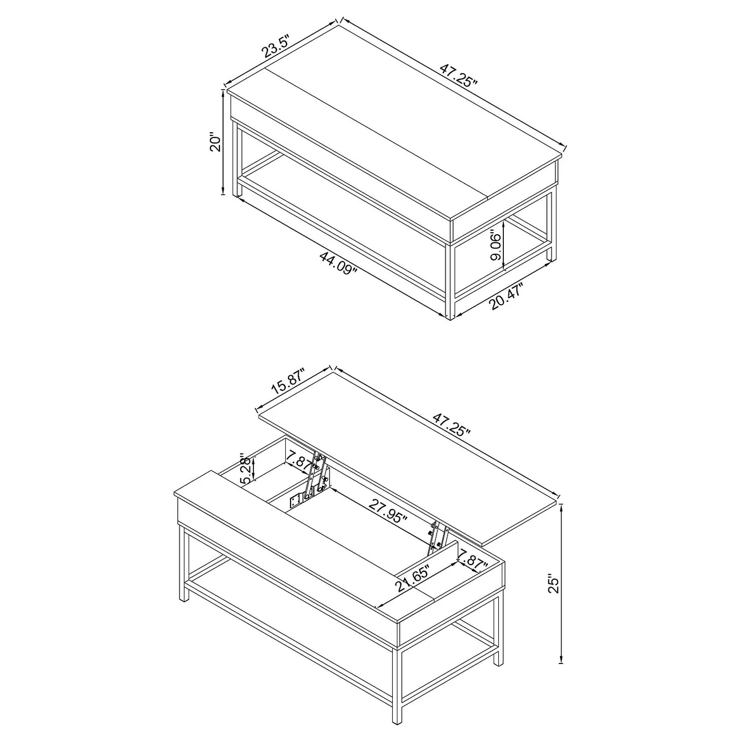 Byers Engineered Wood Lift Top Coffee Table Brown Oak