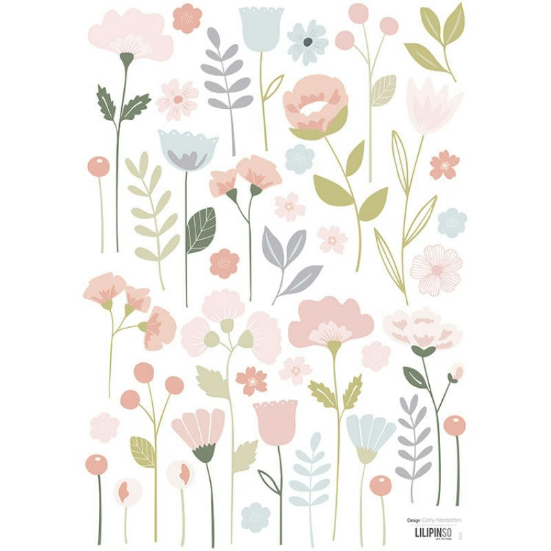 BLOOM - Planche de stickers A3 de fleurs tiges