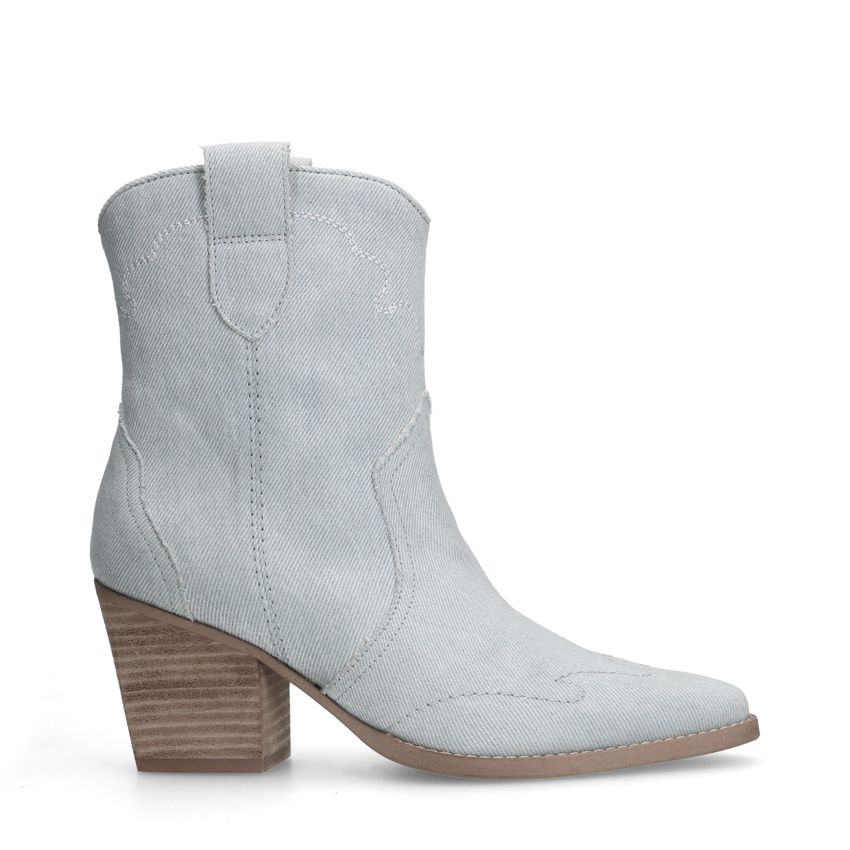 Manfield Blauwe denim cowboy laarzen