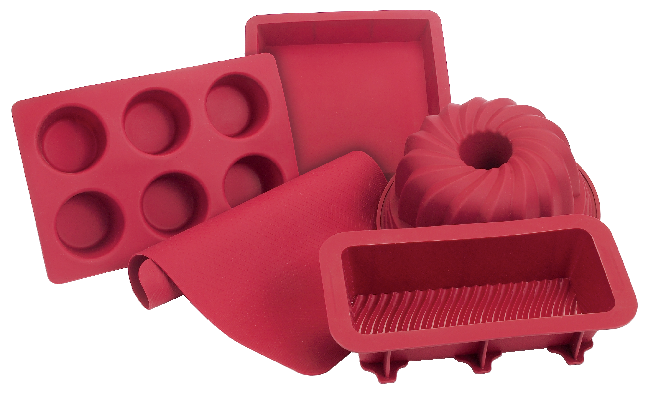 MASTER Chef Silicone Non-Stick Bakeware Set, Red, 5-pc