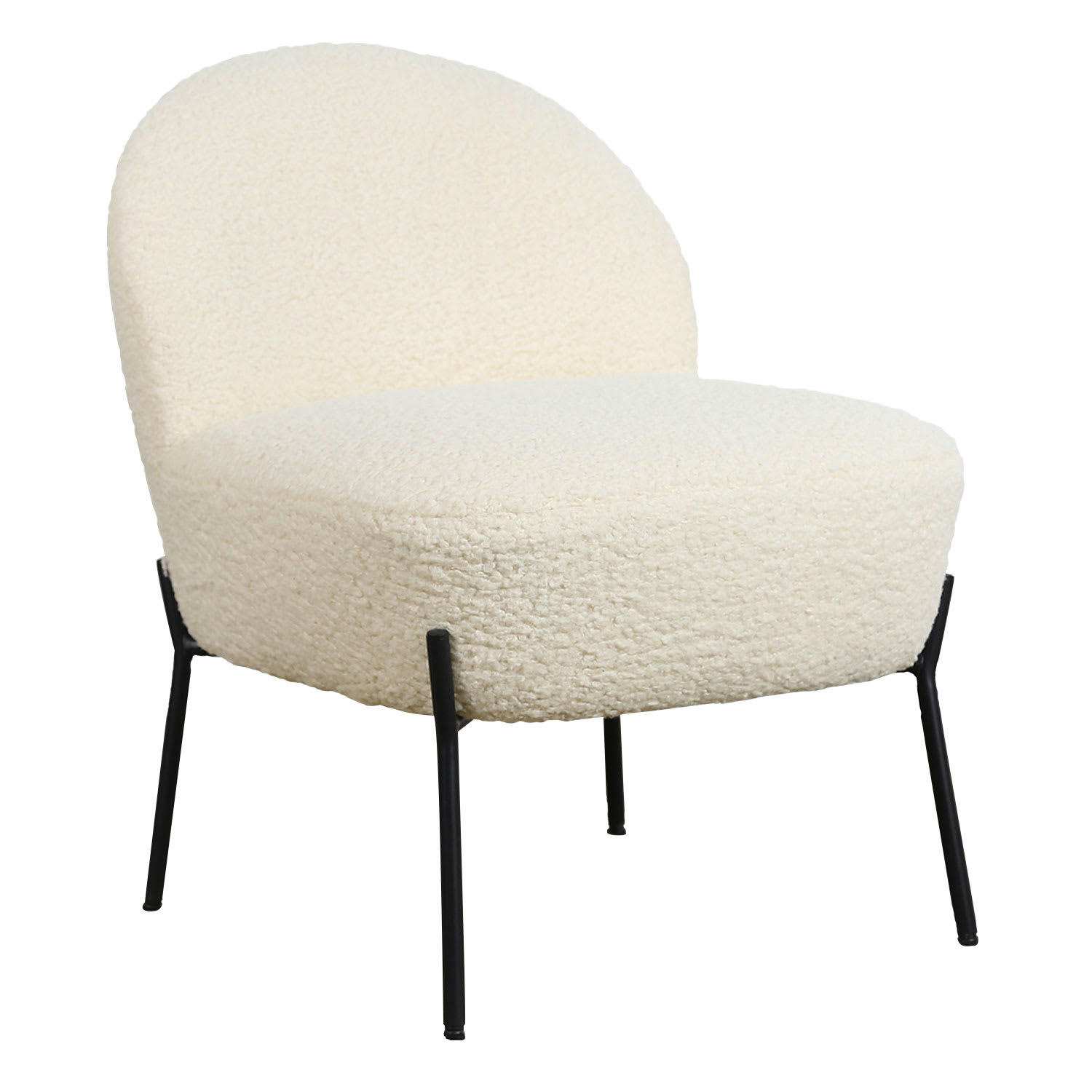 HELMI - Fauteuil en tissu bouclette beige