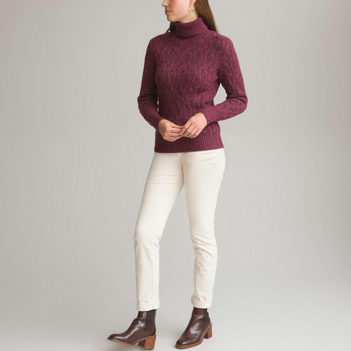 Pull col roulé en grosse maille