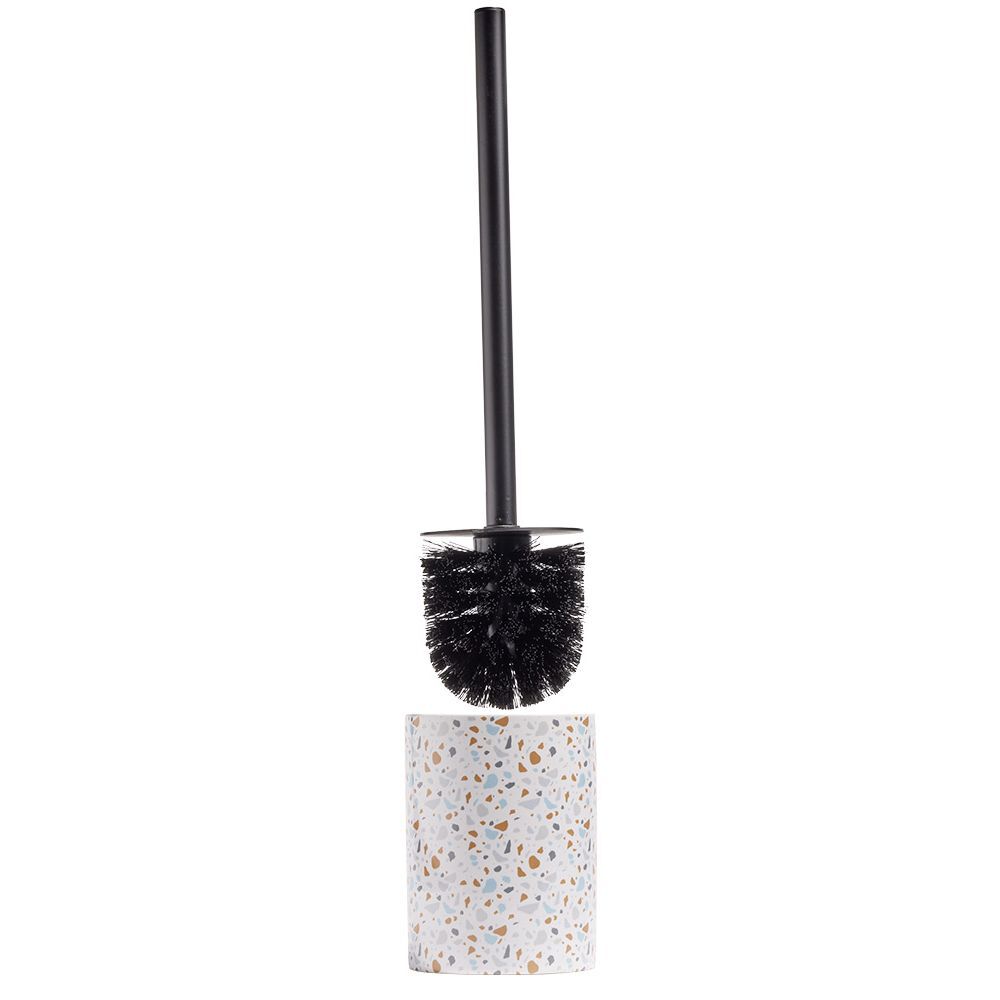 Brosse WC socle rond grès terrazzo blanc bleu marron Ø9,2xH36cm