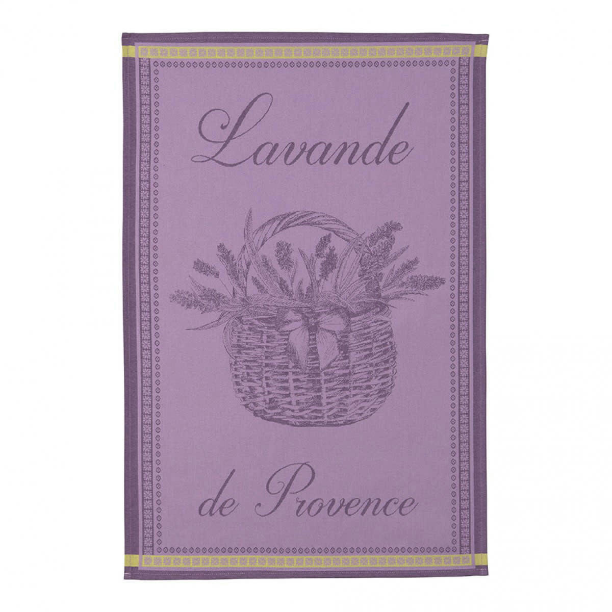 PANIER DE LAVANDE - Torchon en jacquard de coton violet 50x75