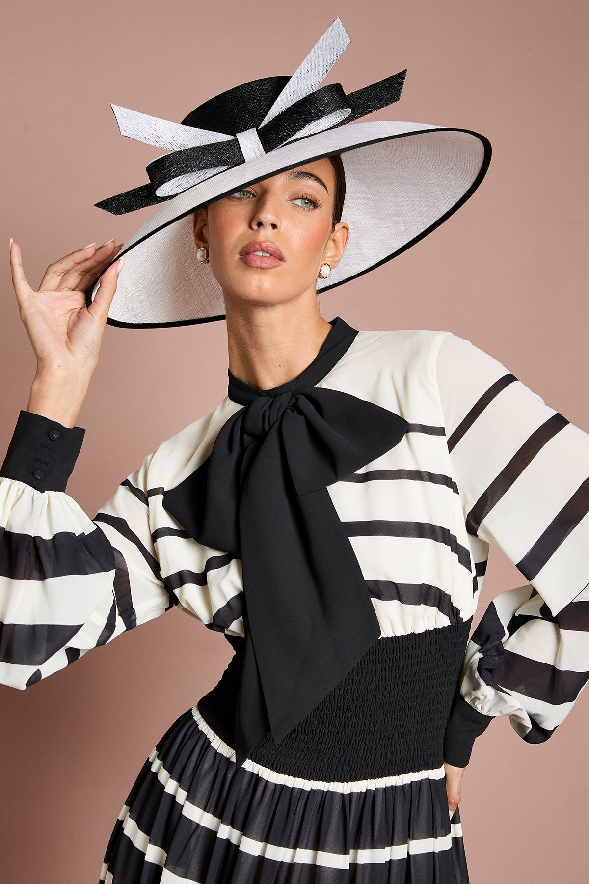 Coast Lisa Tan Bow Detail Wide Brim Hat