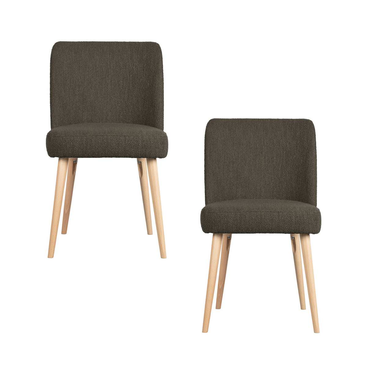 vtwonen eetkamerstoelen Force - Bouclé - Bruin - Set van 2
