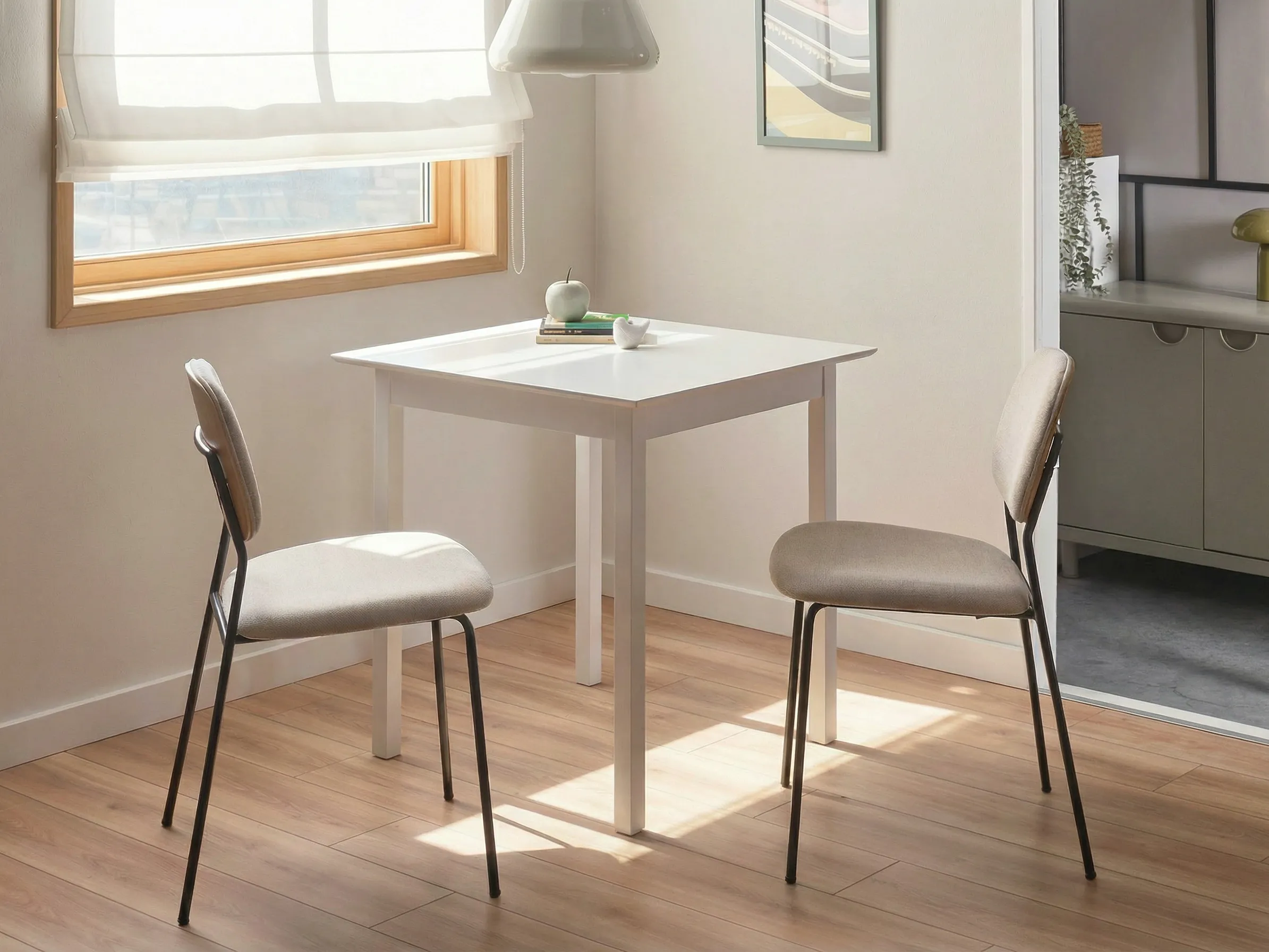 Dining Table VERITAS White 75 cm 75 cm Pine Wood