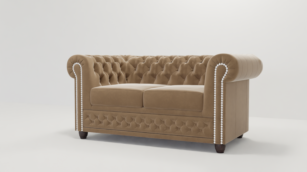 Ropez Chesterfield York sofa 2 os. pikowana welur Riviera 24