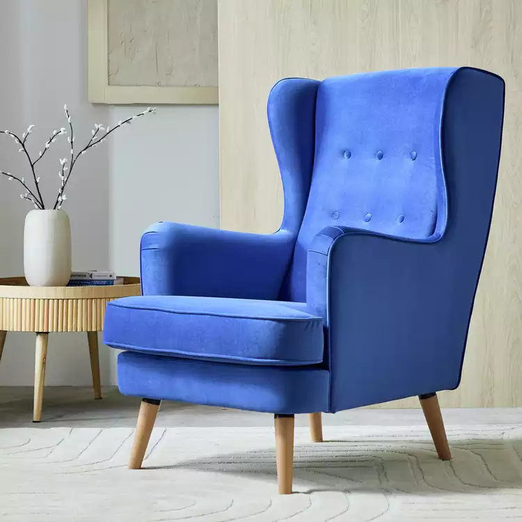 Habitat Callie Velvet Chair - Cornflower Blue