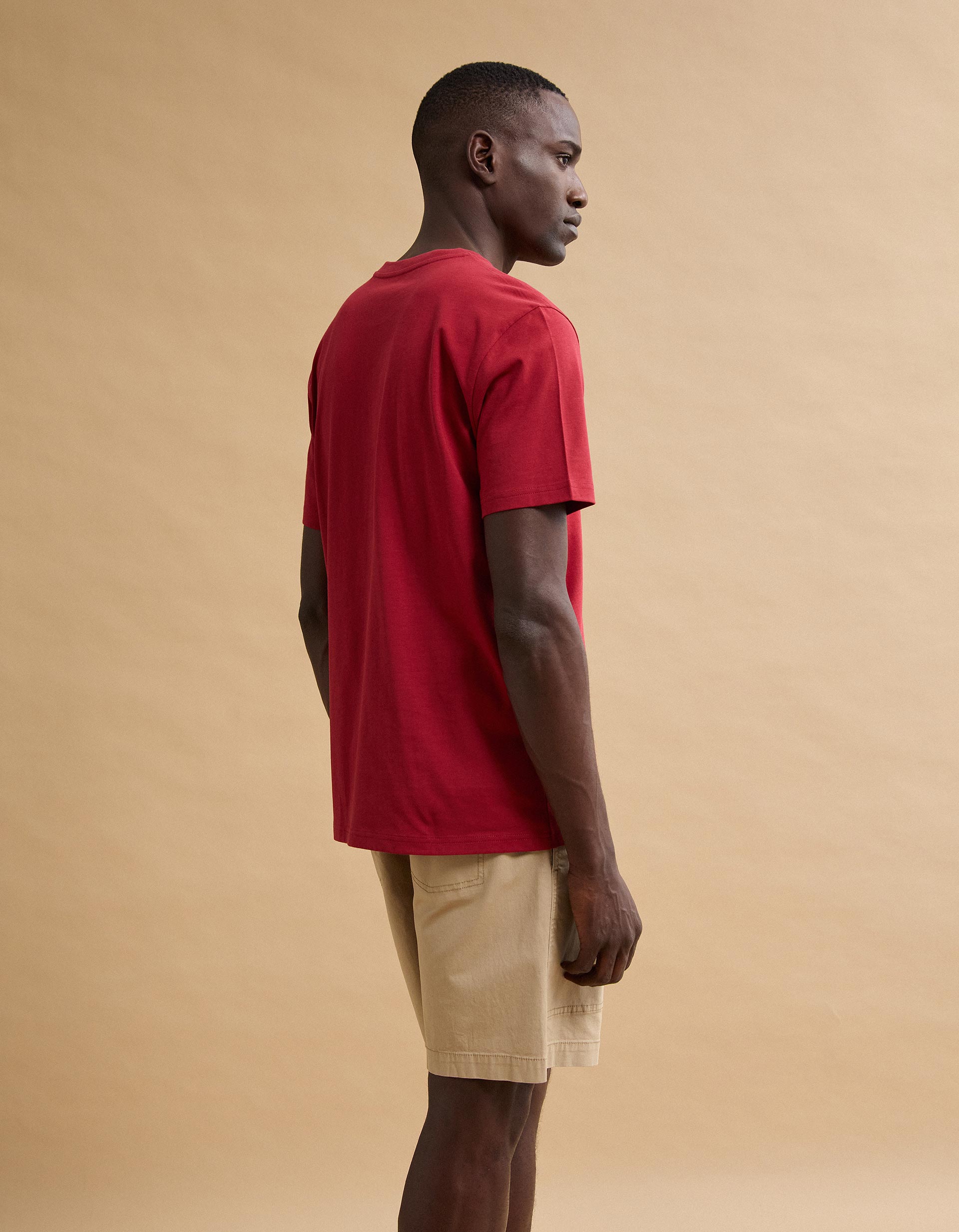 T-shirt Jersey Estampada, Homem, Vermelho Escuro