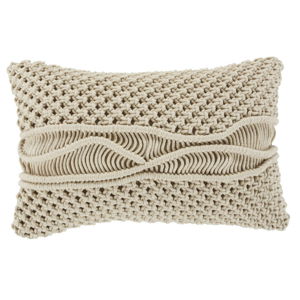 JACINTA - Coussin en macramé de coton écru 30x50