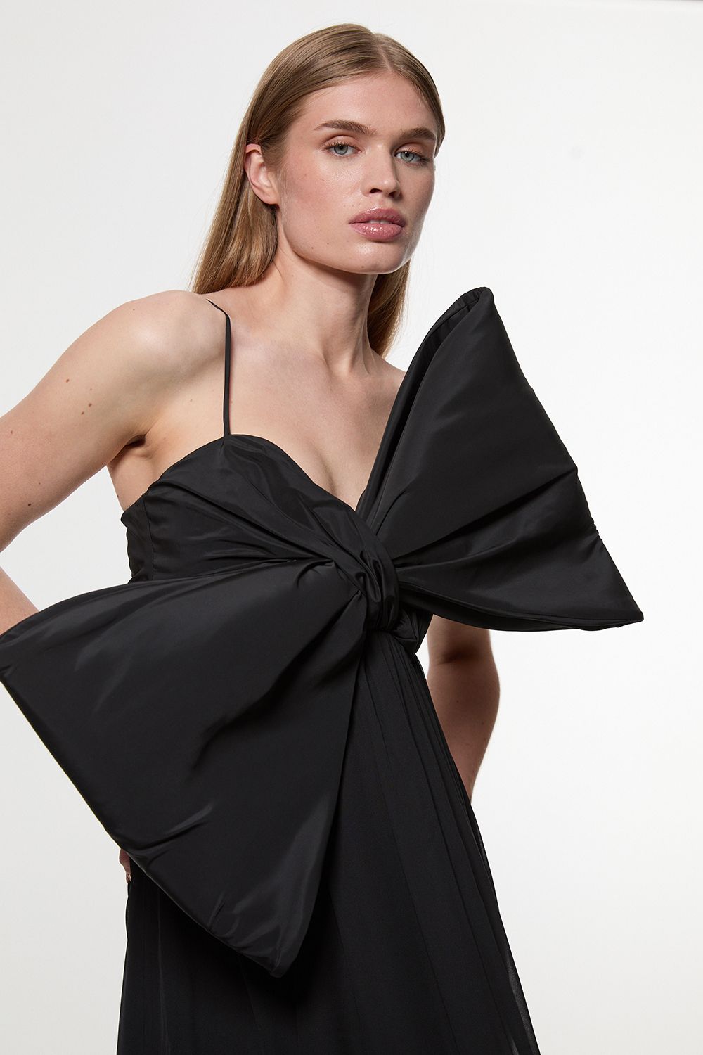 KarenMillen Tall Taffeta Bow Detail Woven Maxi Dress