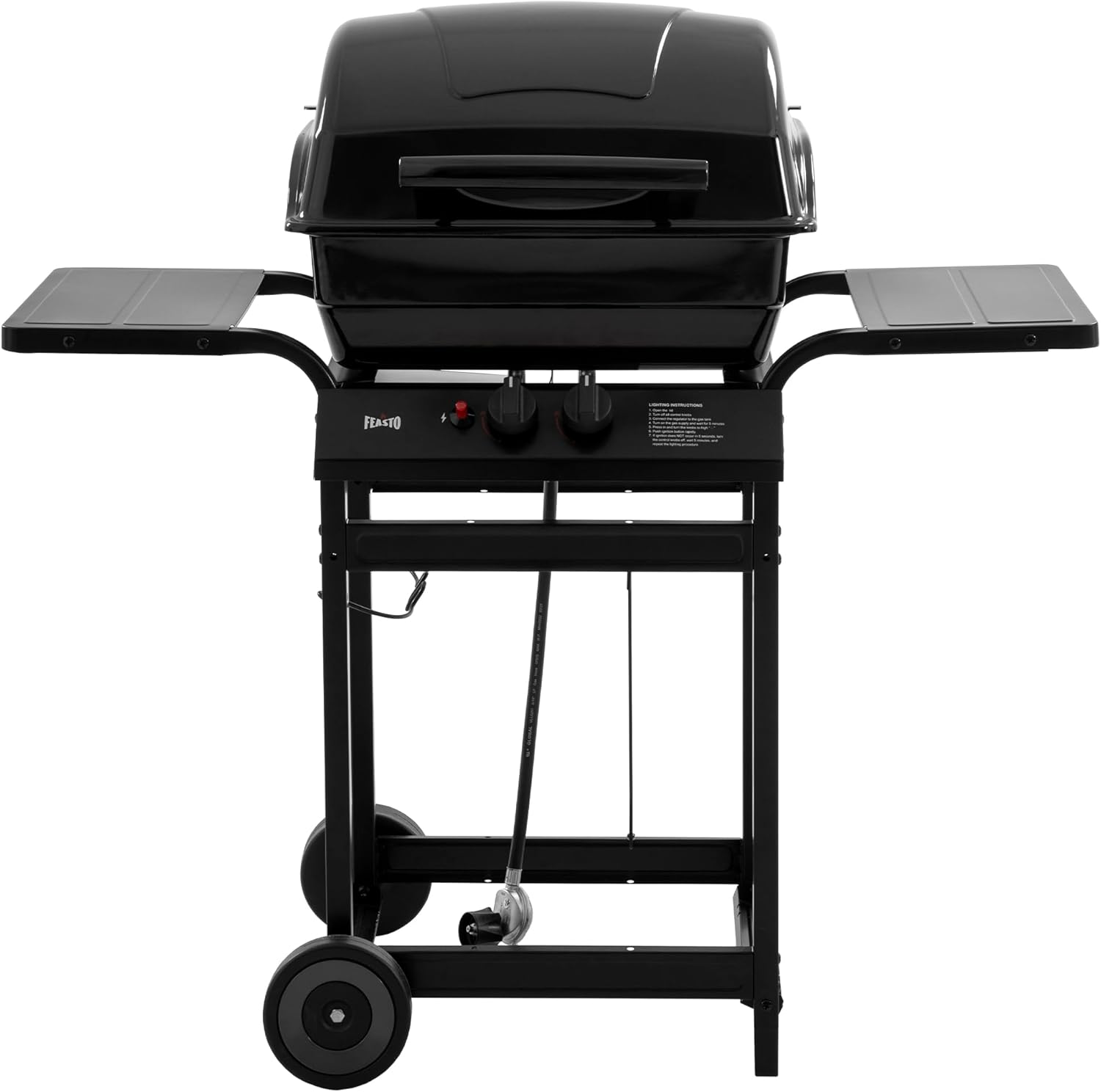 2 Burner Propane Gas Grill with 26 500 BTUs Output  Porcelain-Enamel Main Body and Lid  Propane BBQ Grill with Warming Rack & Side Tables for Patio  Backyard  Poolside Gatherings