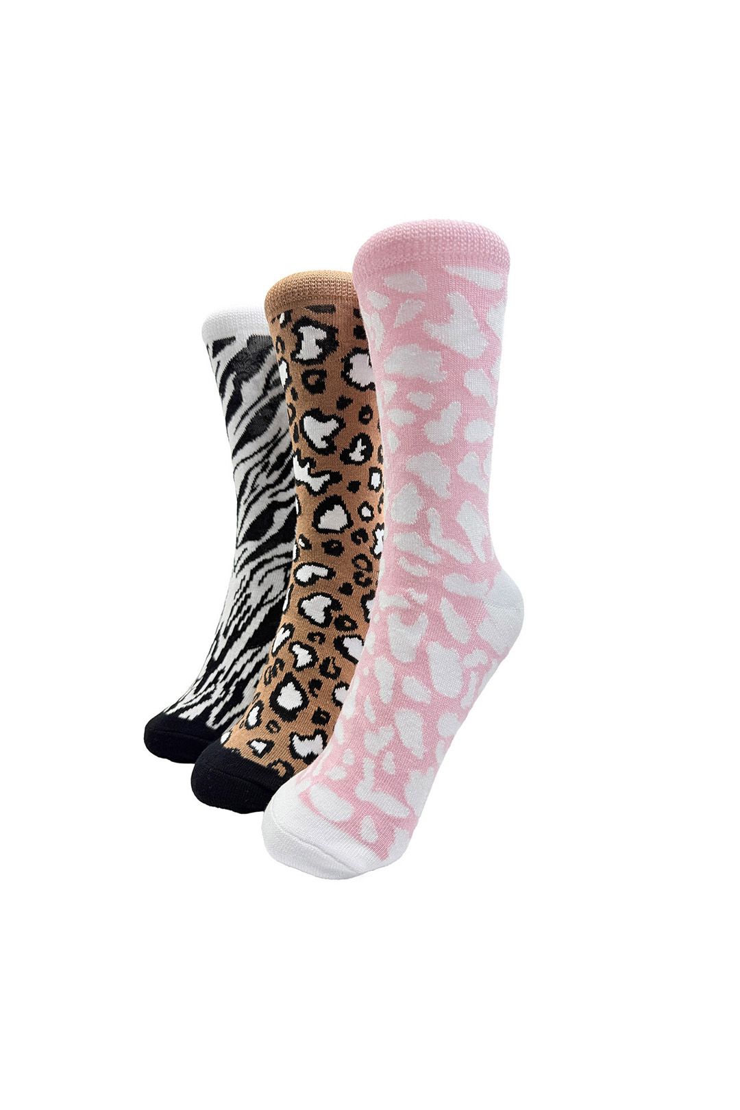 Vellin Bamboo Fiber Socks Set – Leopard, Zebra & Pattern Prints (3 Pairs)