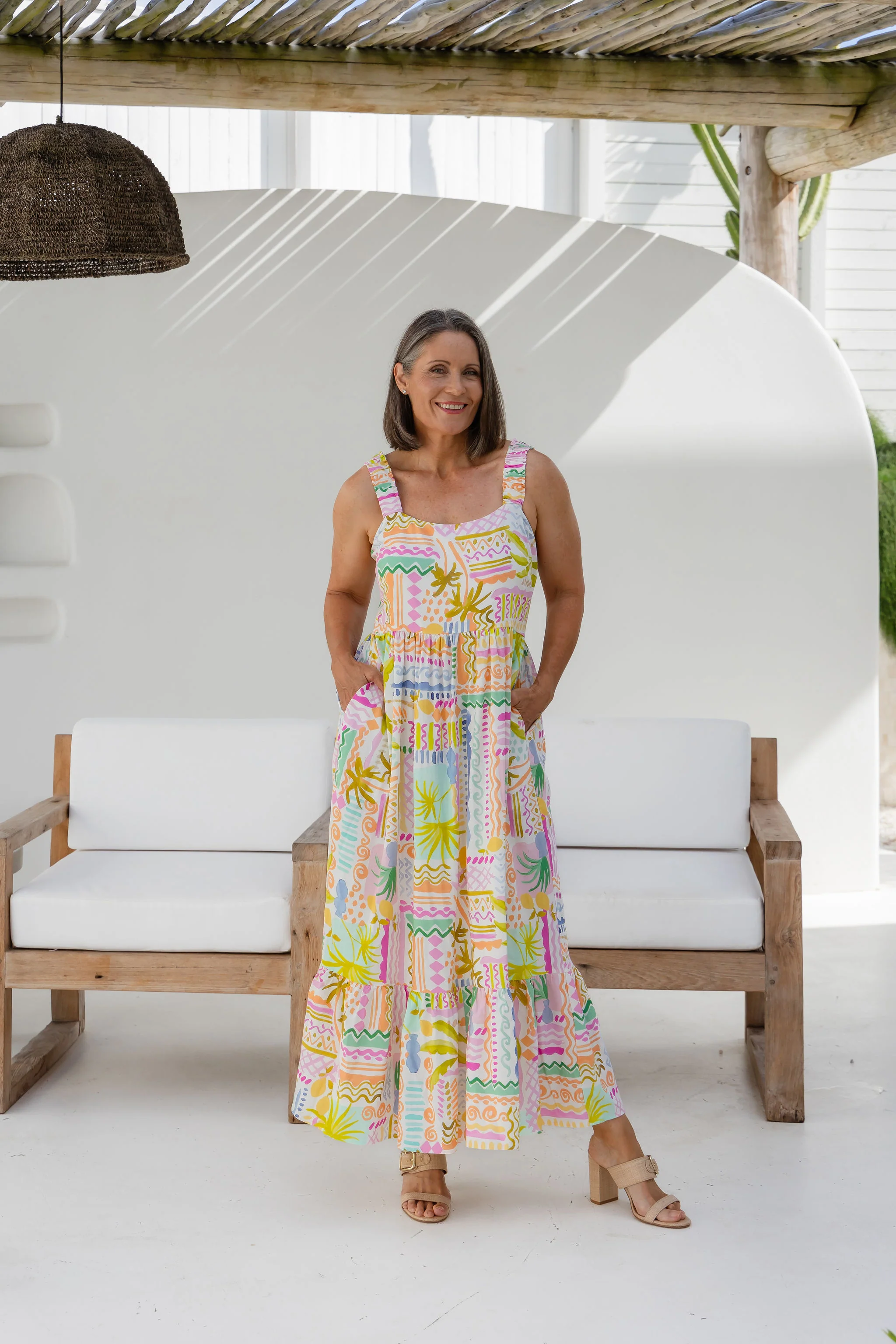 Eva Linen Blend Maxi Dress in Palma
