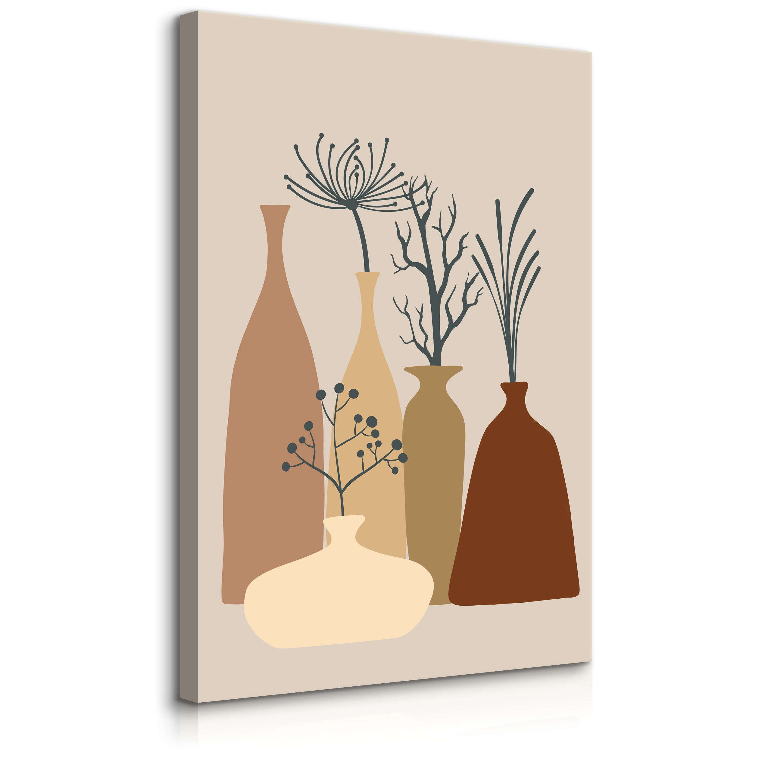 Obraz Abstrakcyjne Drzewka w Wazonach Boho 20x30cm