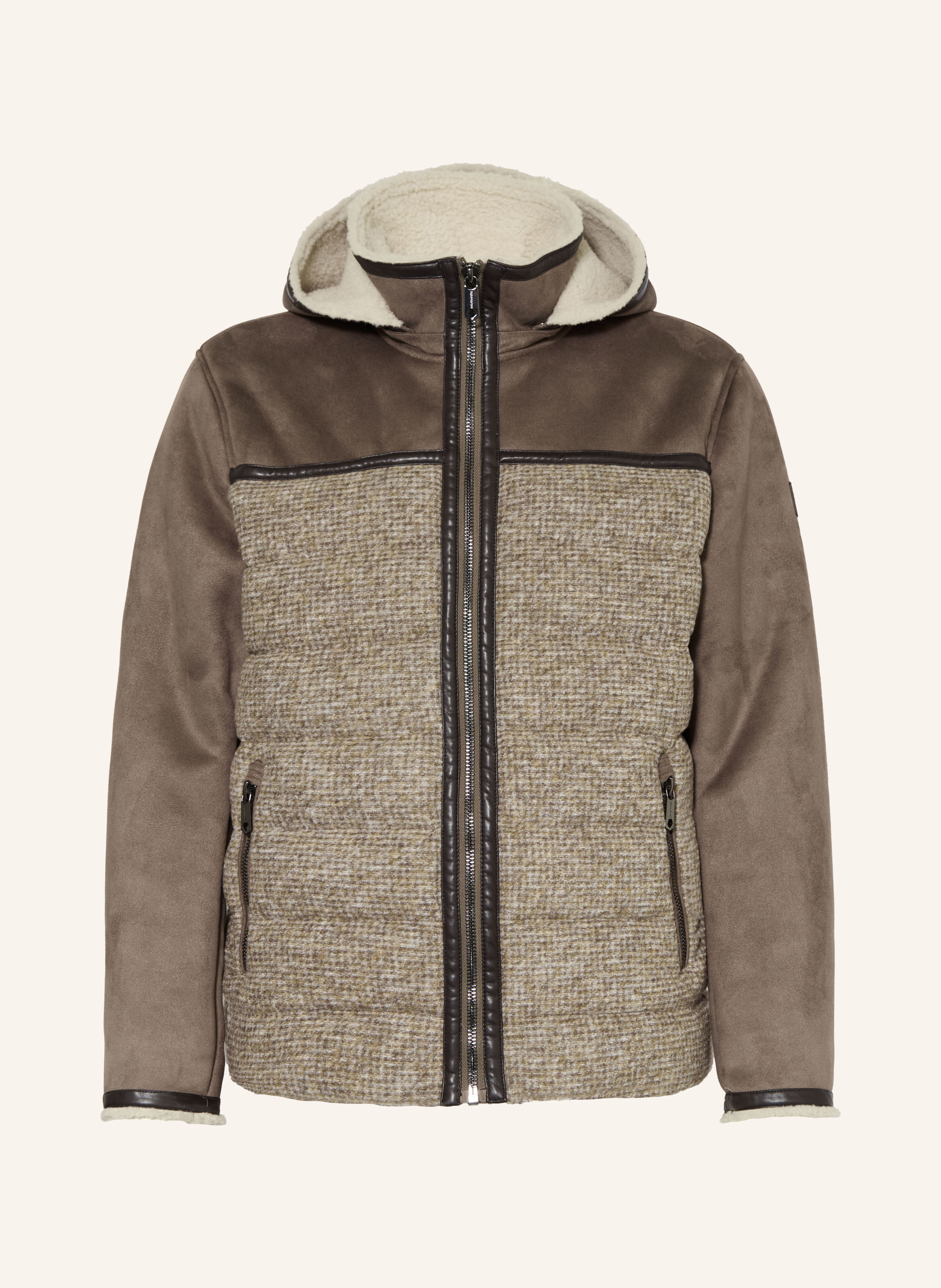 MILESTONE Steppjacke MSABANO im Materialmix mit abnehmbarer Kapuze