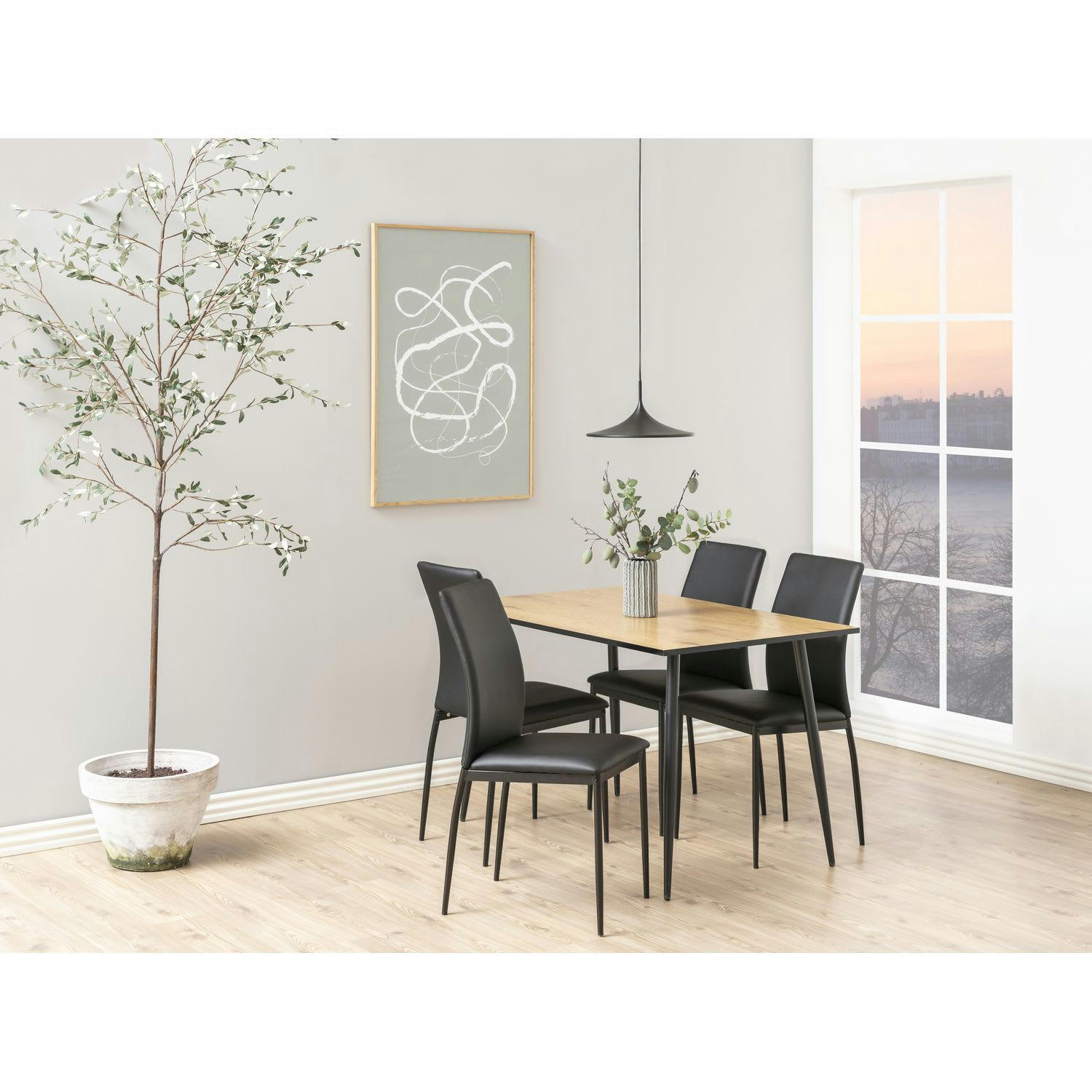 JULIA - Lot de 4 chaises de salle à manger en similicuir noir