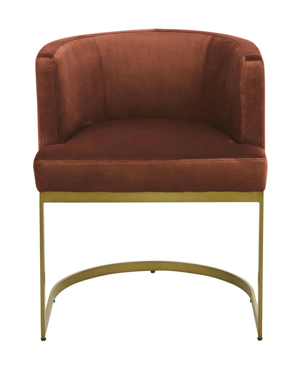 Requiem - Fauteuil en velours marron et pied en métal