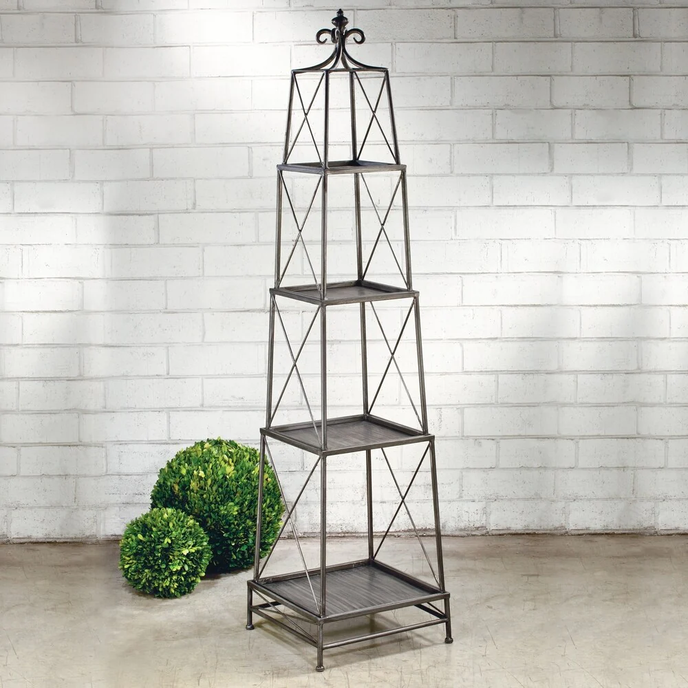 4-tier Gunmetal Metal Obelisk Stand